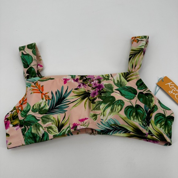 Kona Sol Tropical Botanical Floral Square Neck Bikini Top Large Summer Vacation - Picture 2 of 5